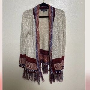 Fringe Striped Tassel Hipster Hippie Knit Chic Glam Modern Y2k Hip Artsy Sweater